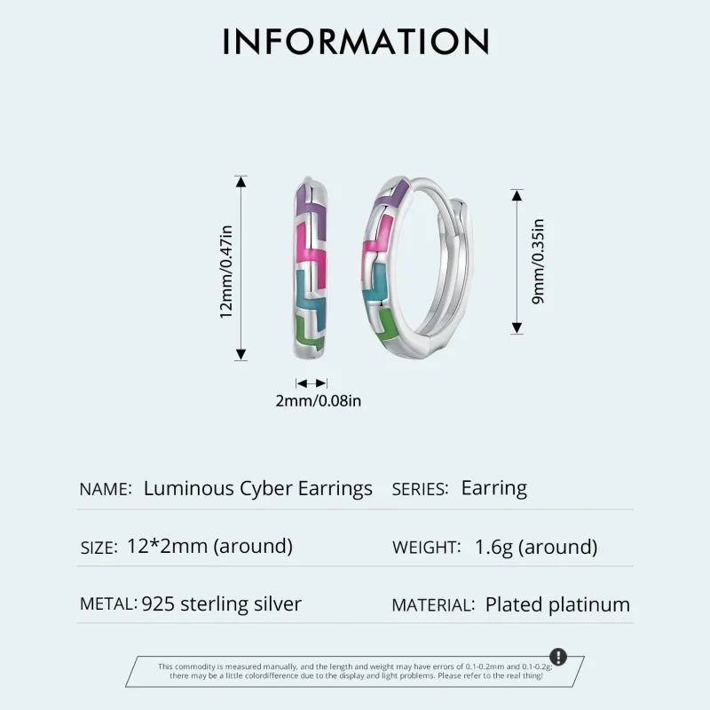 (slika za) Cyber svetleči obročasti uhani v slogu Pandora - SCE1645 - Ogled 5