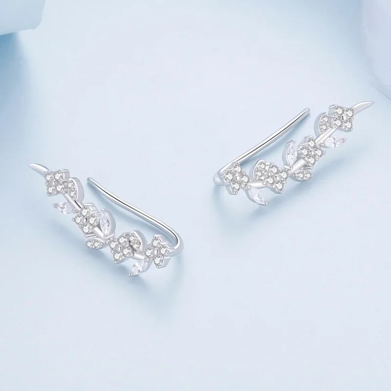 (slika za) Dolgi uhani s štiriperesno deteljico v stilu Pandora - BSE819 - Ogled 4