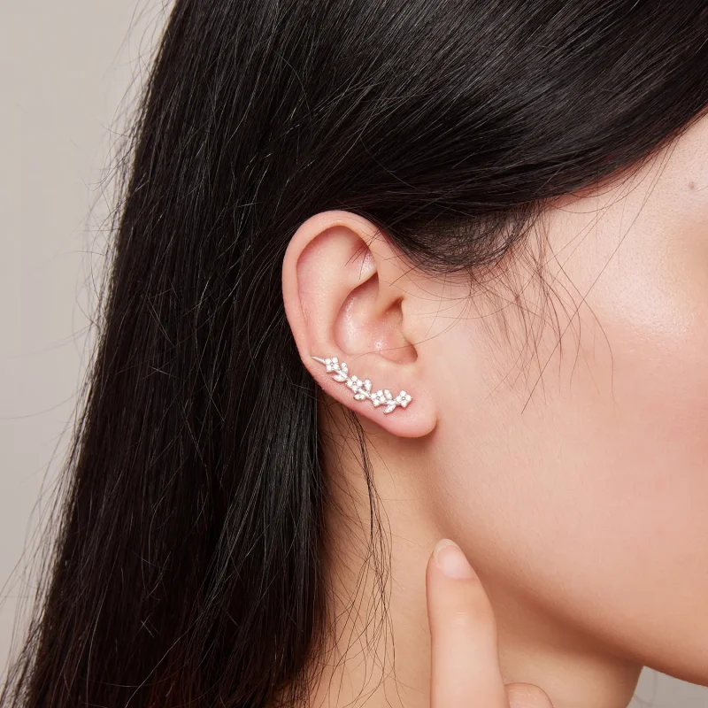 (slika za) Dolgi uhani s štiriperesno deteljico v stilu Pandora - BSE819 - Ogled 6