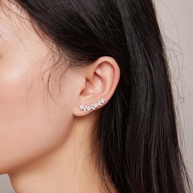 (slika za) Dolgi uhani s štiriperesno deteljico v stilu Pandora - BSE819 - Ogled 7