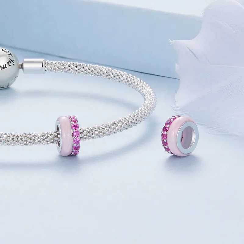 (slika za) Dvoslojni silikonski distančnik Pandora Style Pink - BSC883-PK - Ogled 4