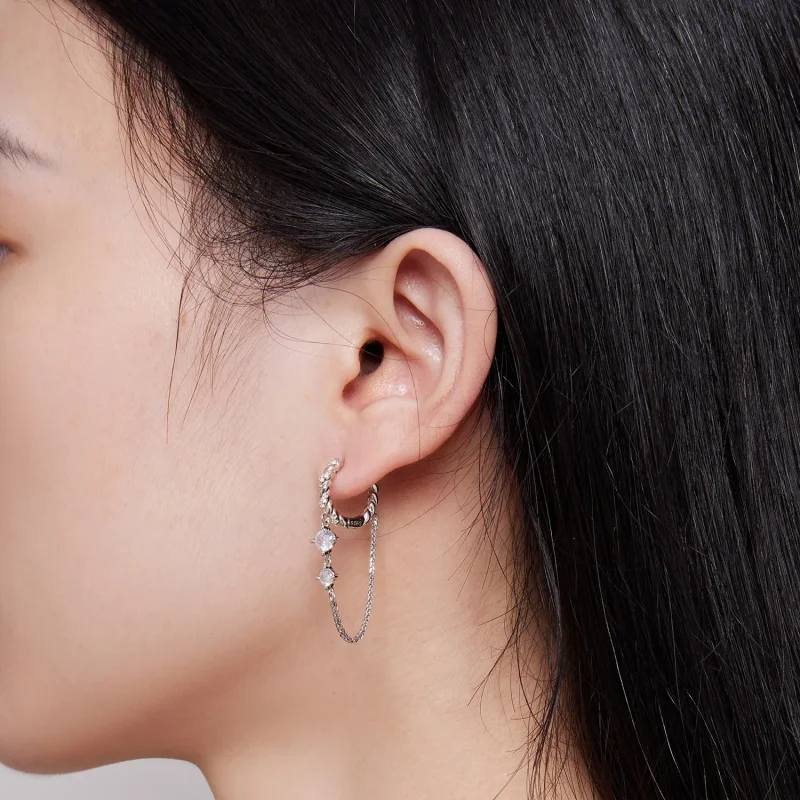 (slika za) Izvrstni obročasti uhani v stilu Pandora - BSE822 - Ogled 5