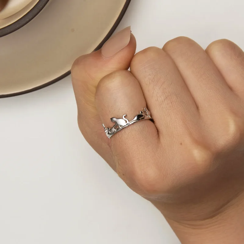 (slika za) Mačji prstan v slogu Pandora - SCR944-E - Ogled 2