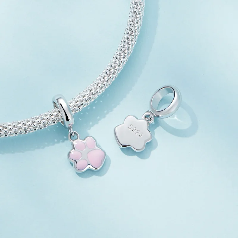 (slika za) Mini beli mačji krempelj v stilu Pandora - SCC2476-A - Ogled 4