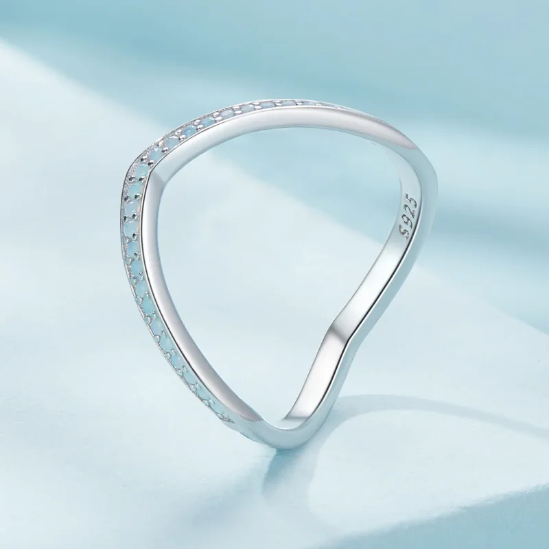 (slika za) Modri prstan s kostjo želje v slogu Pandora - SCR945-LB - Ogled 2