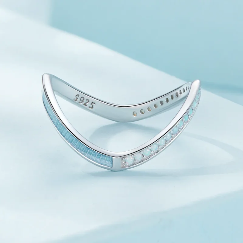 (slika za) Modri prstan s kostjo želje v slogu Pandora - SCR945-LB - Ogled 3