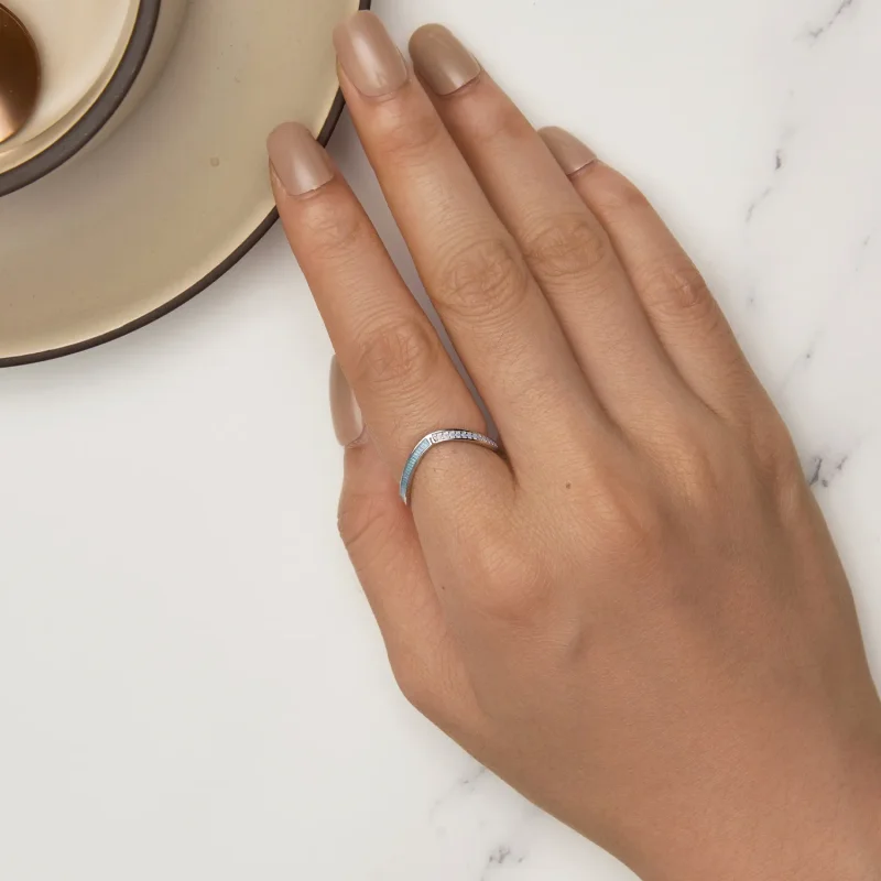 (slika za) Modri prstan s kostjo želje v slogu Pandora - SCR945-LB - Ogled 5