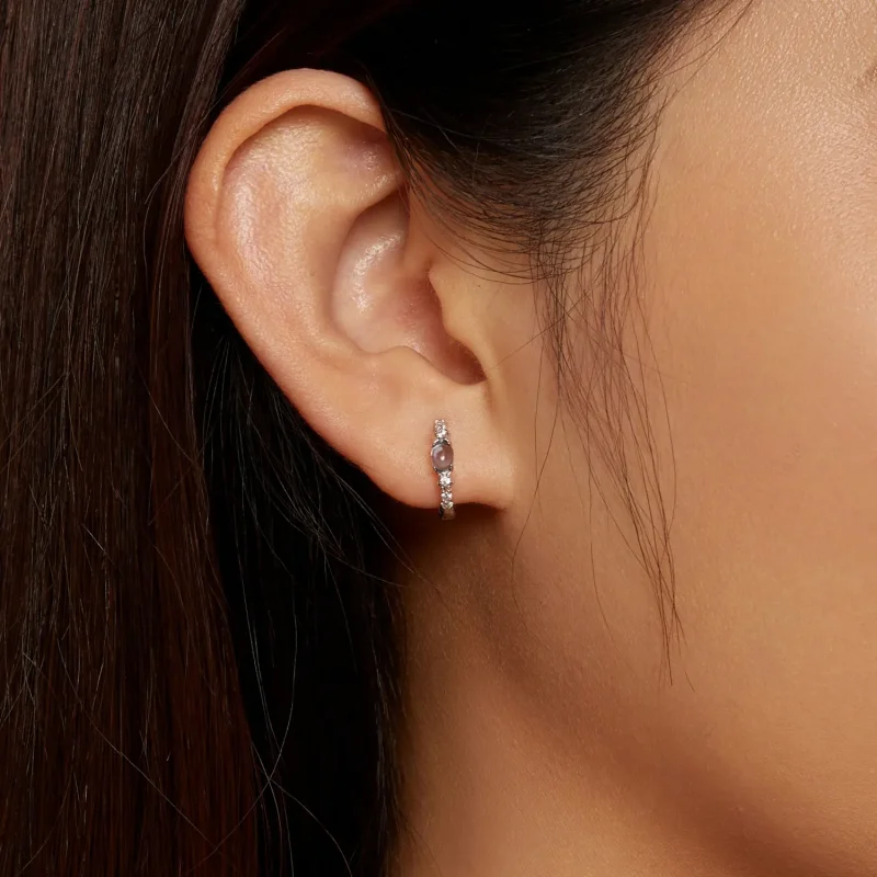 (slika za) Modri stekleni obročasti uhani v slogu Pandora - BSE859 - Ogled 7