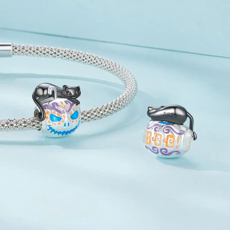 (slika za) Obesek Jack-O-Lantern za noč čarovnic v stilu Pandora - SCC2626 - Ogled 4