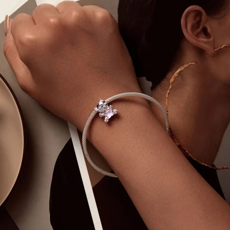 (slika za) Obesek medvedek z rožnato zvezdo Pandora - SCC2638 - Ogled 4