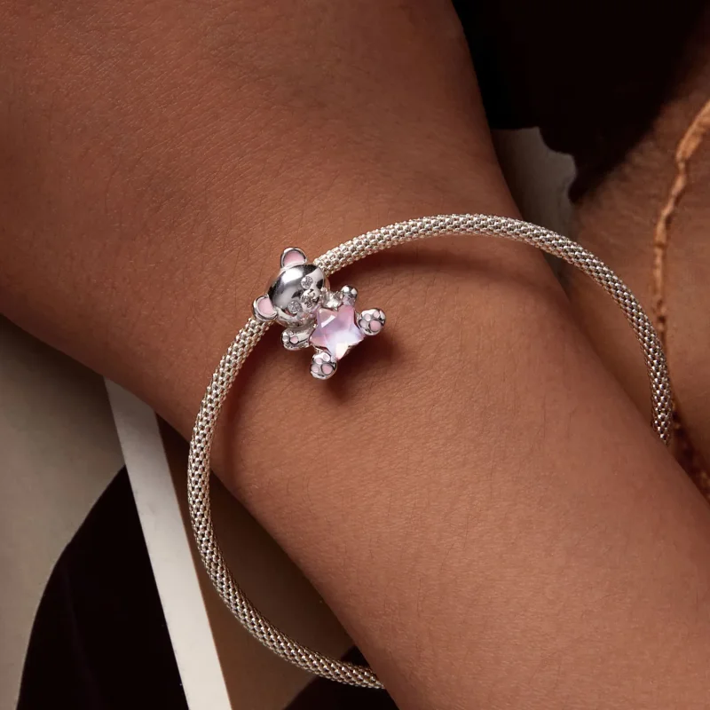 (slika za) Obesek medvedek z rožnato zvezdo Pandora - SCC2638 - Ogled 5