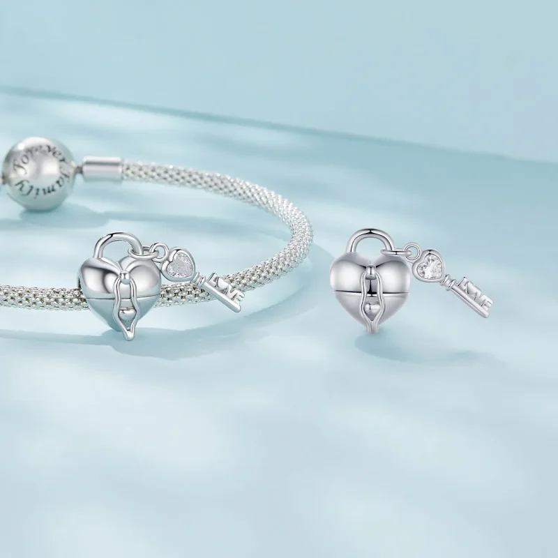(slika za) Obesek za ključe s ključavnico v obliki srca Pandora - SCC2580 - Ogled 6