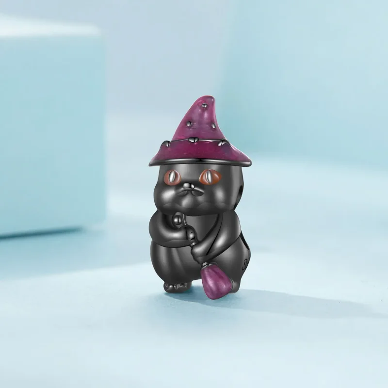 (slika za) Obesek za mačko čarovnico v slogu Pandora - SCC2625 - Ogled 2