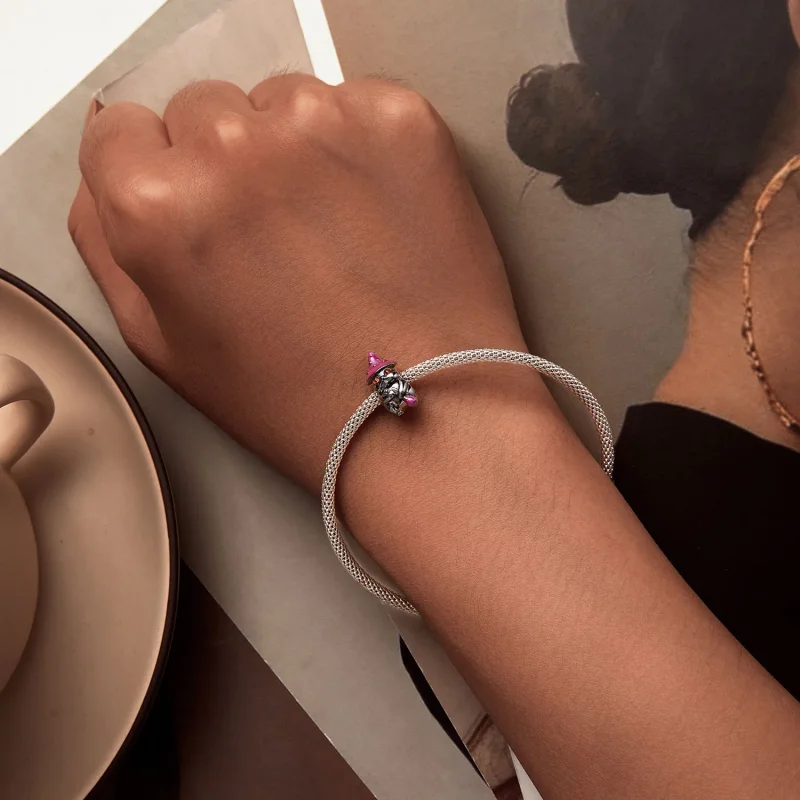 (slika za) Obesek za mačko čarovnico v slogu Pandora - SCC2625 - Ogled 6