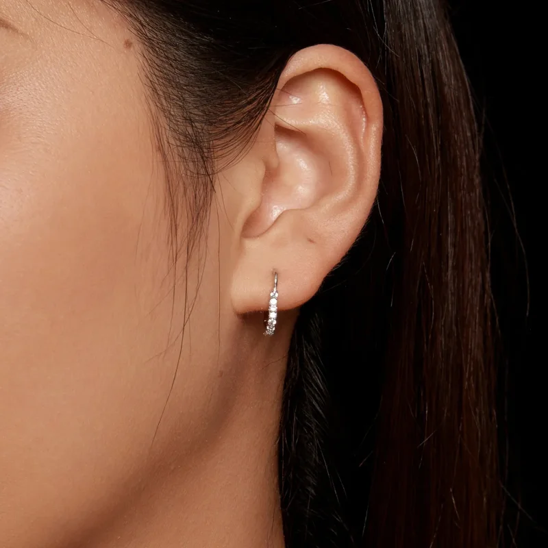 (slika za) Obročasti uhani iz moissanita v obliki srca Pandora (en certifikat) - MSE035 - Ogled 5