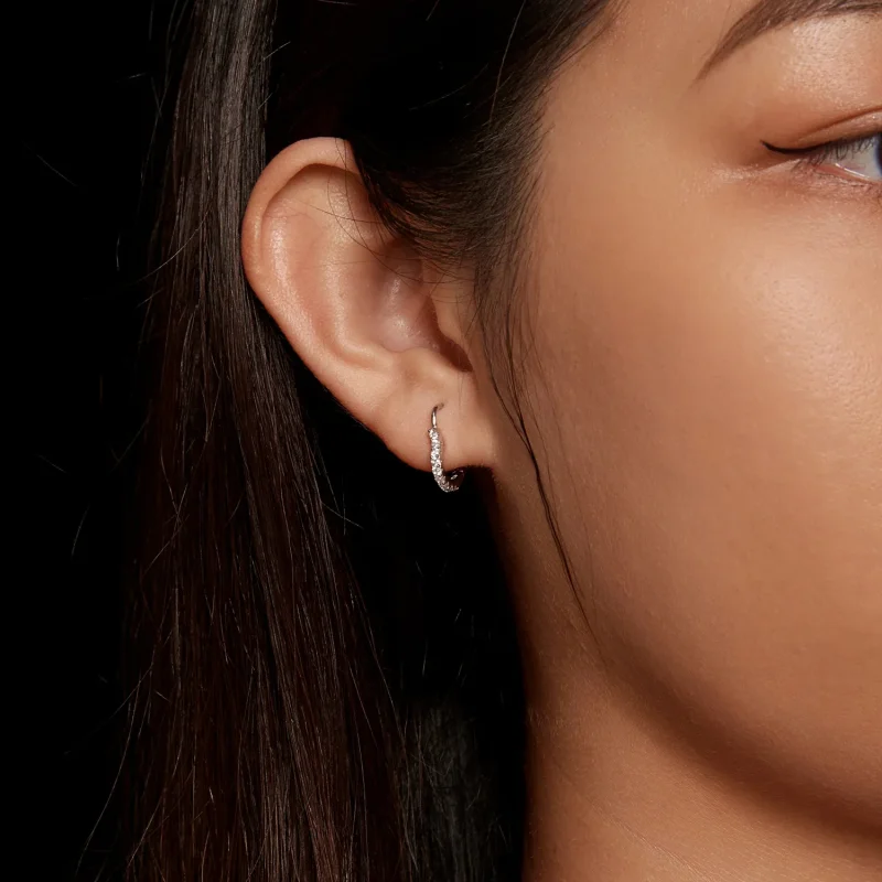 (slika za) Obročasti uhani iz moissanita v obliki srca Pandora (en certifikat) - MSE035 - Ogled 8