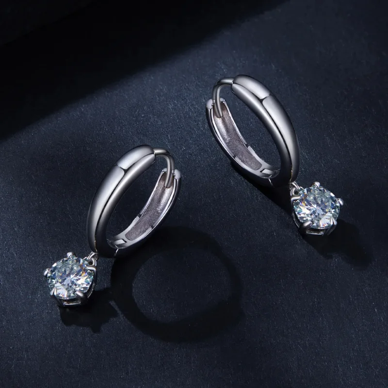 (slika za) Obročasti uhani iz moissanita v slogu Pandora 0,5 karata (dva certifikata) - MSE - Ogled 3