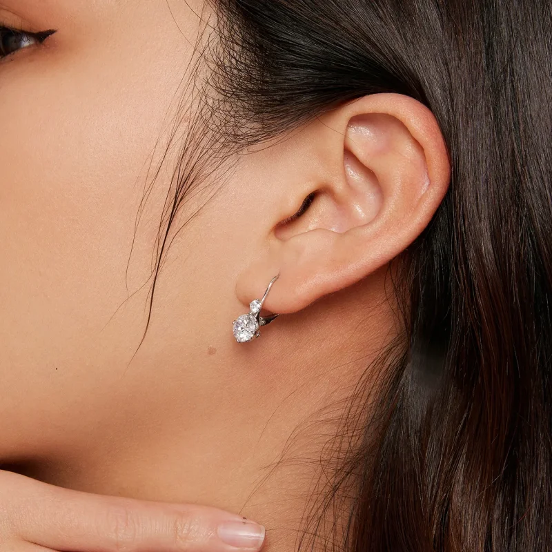 (slika za) Obročasti uhani iz moissanita v stilu Pandora (dva certifikata) - MSE031 - Ogled 5