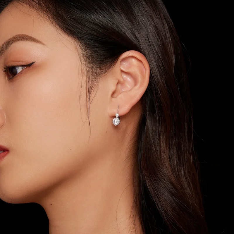 (slika za) Obročasti uhani iz moissanita v stilu Pandora (dva certifikata) - MSE031 - Ogled 7