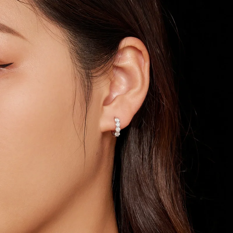 (slika za) Obročasti uhani iz moissanita v stilu Pandora - MSE030 - Ogled 6