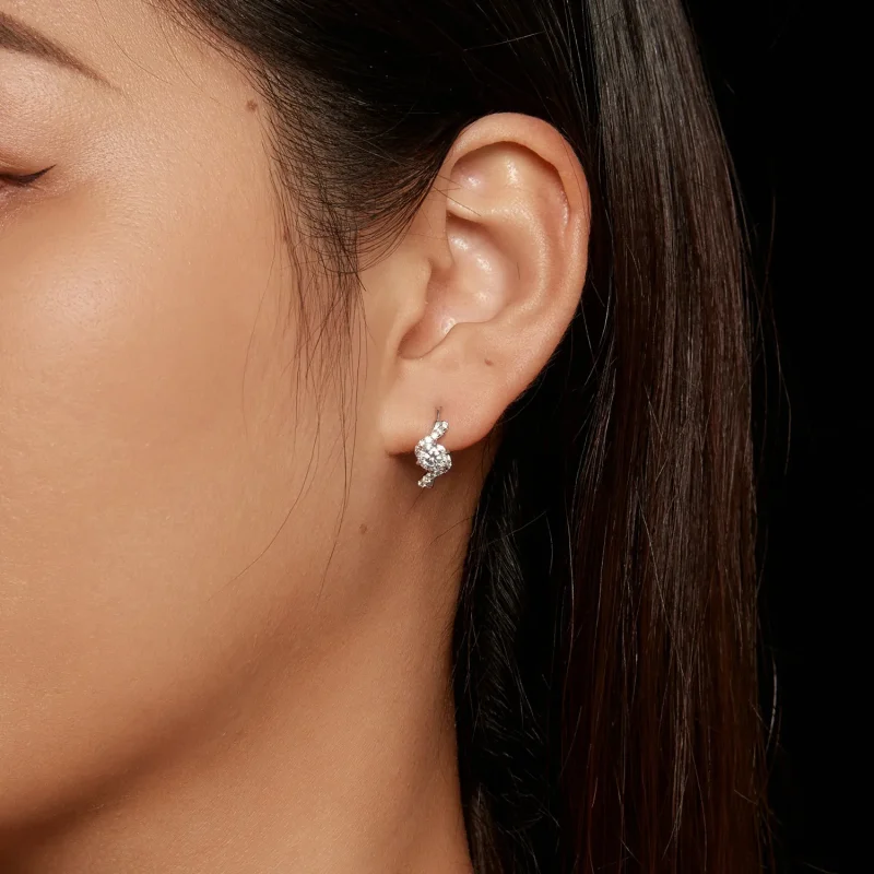 (slika za) Obročasti uhani Pandora Style 50 Pointsmoissanite (dva certifikata) - MSE036 - Ogled 5