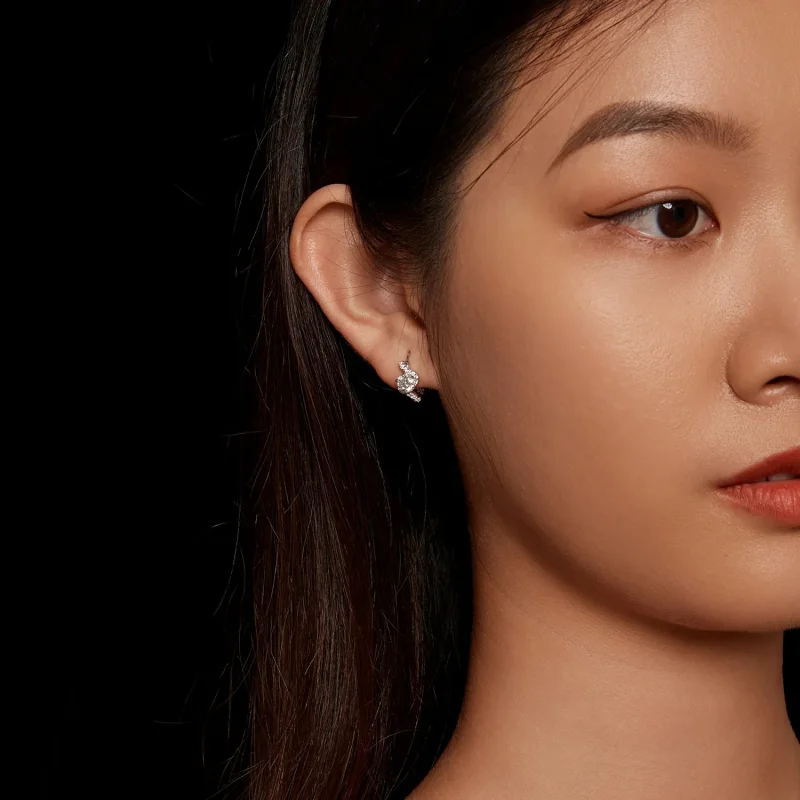 (slika za) Obročasti uhani Pandora Style 50 Pointsmoissanite (dva certifikata) - MSE036 - Ogled 6