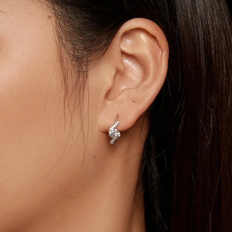 (slika za) Obročasti uhani Pandora Style 50 Pointsmoissanite (dva certifikata) - MSE036 - Ogled 7