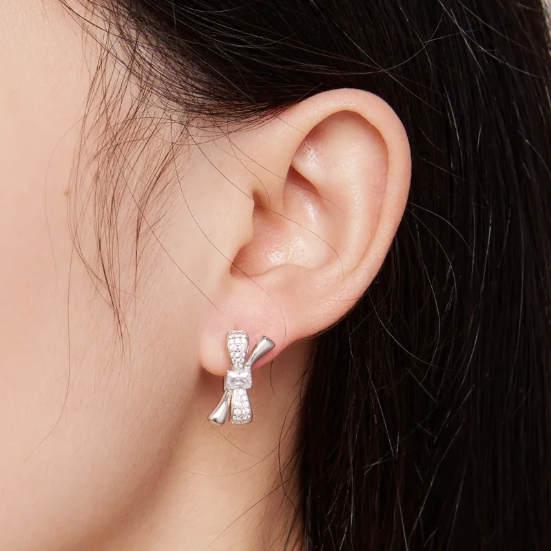 (slika za) Obročasti uhani s pentljo v stilu Pandora - BSE810 - Ogled 5