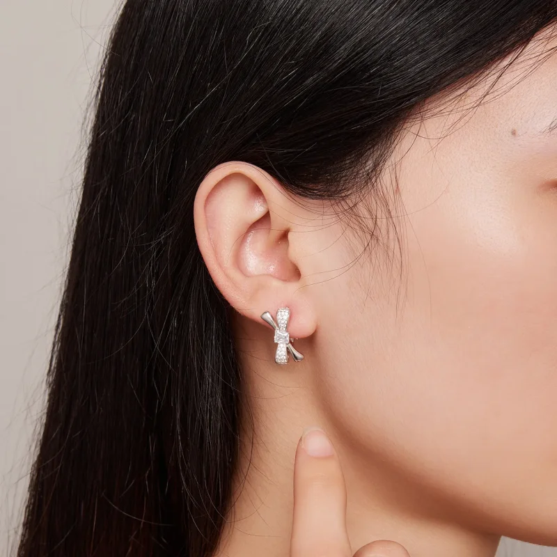 (slika za) Obročasti uhani s pentljo v stilu Pandora - BSE810 - Ogled 6