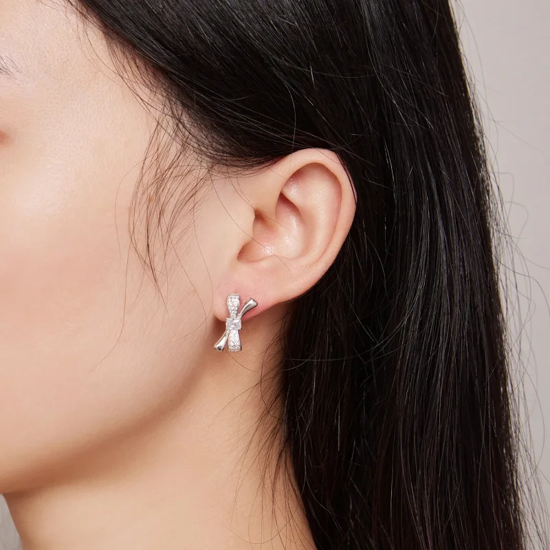 (slika za) Obročasti uhani s pentljo v stilu Pandora - BSE810 - Ogled 7