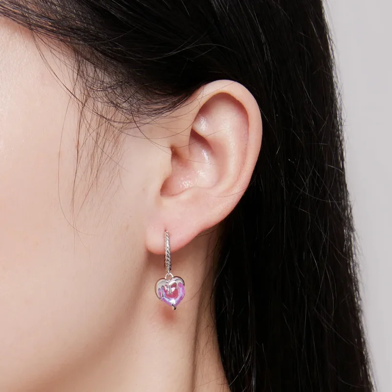 (slika za) Obročasti uhani v obliki srca v slogu Pandora - BSE833 - Ogled 7