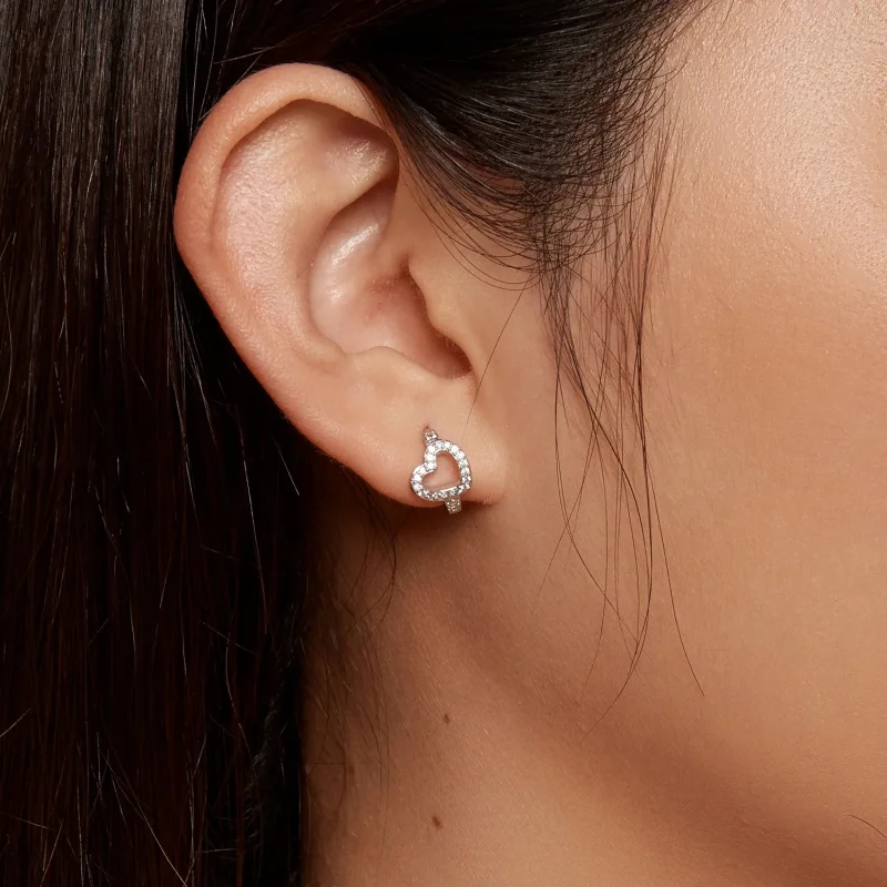 (slika za) Obročasti uhani v obliki srca v slogu Pandora - BSE879 - Ogled 6