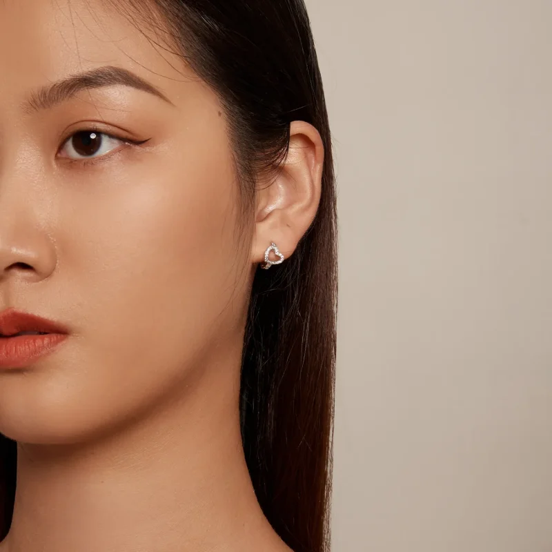 (slika za) Obročasti uhani v obliki srca v slogu Pandora - BSE879 - Ogled 7