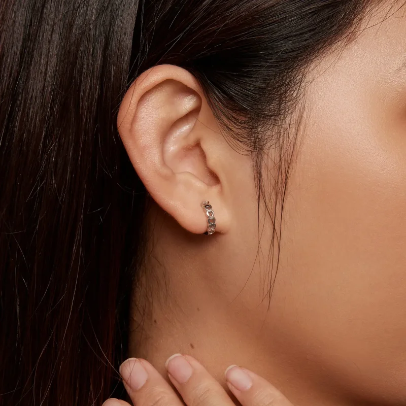 (slika za) Obročasti uhani v obliki srca v slogu Pandora - BSE880 - Ogled 6