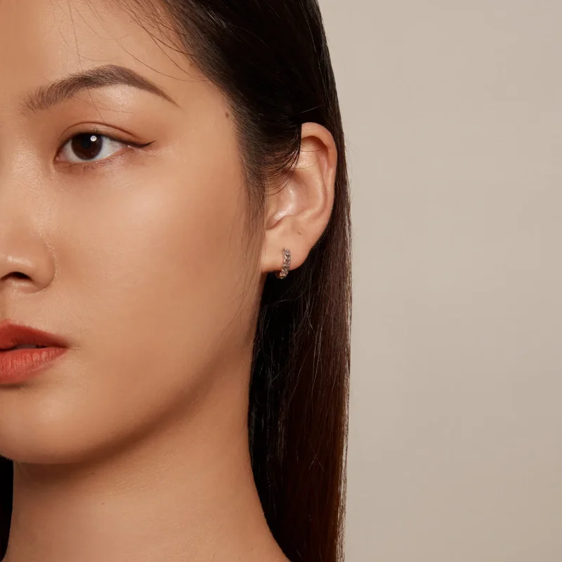 (slika za) Obročasti uhani v obliki srca v slogu Pandora - BSE880 - Ogled 7