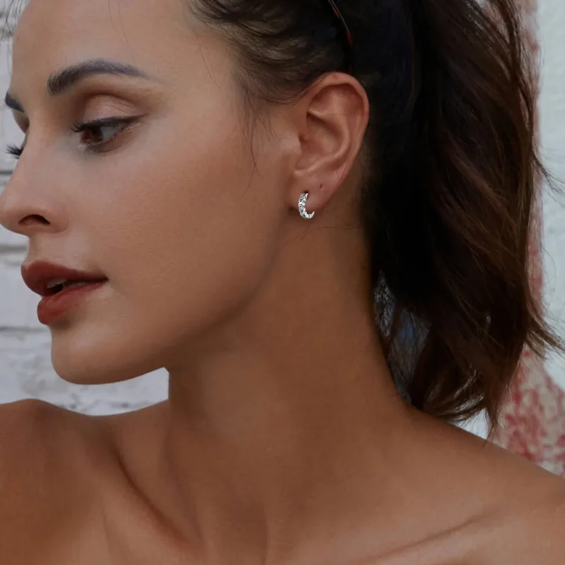 (slika za) Obročasti uhani v obliki srca v slogu Pandora - BSE880 - Ogled 8