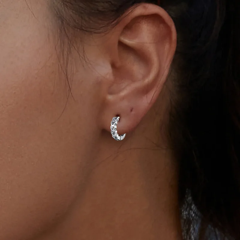 (slika za) Obročasti uhani v obliki srca v slogu Pandora - BSE880 - Ogled 9