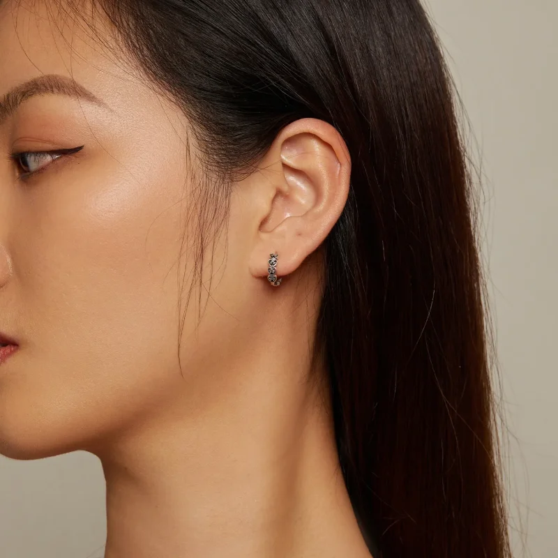 (slika za) Obročasti uhani v obliki srca v slogu Pandora - SCE1613 - Ogled 5