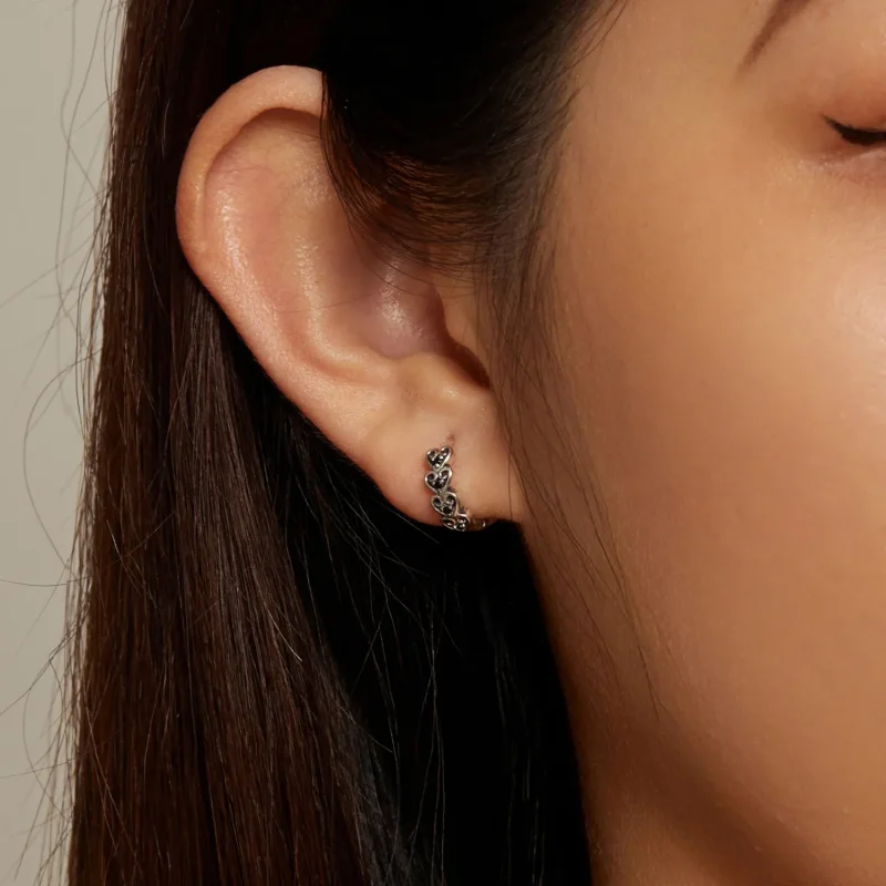 (slika za) Obročasti uhani v obliki srca v slogu Pandora - SCE1613 - Ogled 7