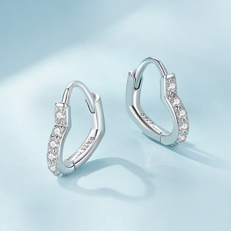 (slika za) Obročasti uhani v obliki srca v slogu Pandora - SCE1626 - Ogled 3