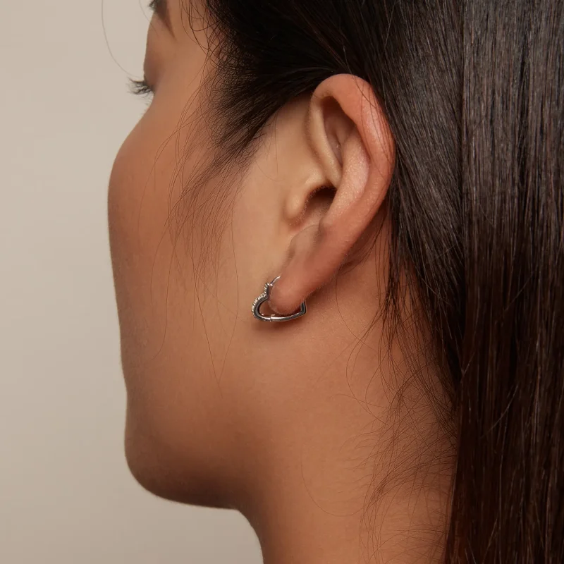 (slika za) Obročasti uhani v obliki srca v slogu Pandora - SCE1626 - Ogled 7