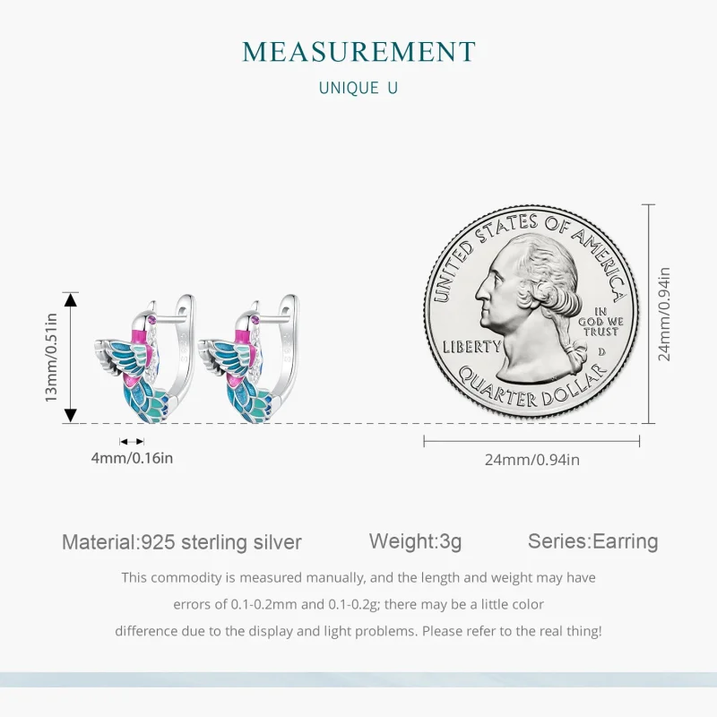 (slika za) Obročasti uhani v stilu Pandora Kingfisher - BSE899 - Ogled 8