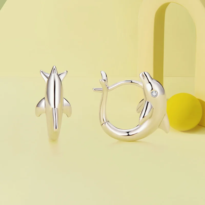 (slika za) Obročasti uhani z delfini v slogu Pandora - BSE881 - Ogled 2