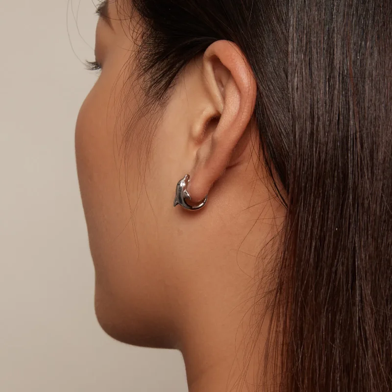 (slika za) Obročasti uhani z delfini v slogu Pandora - BSE881 - Ogled 7