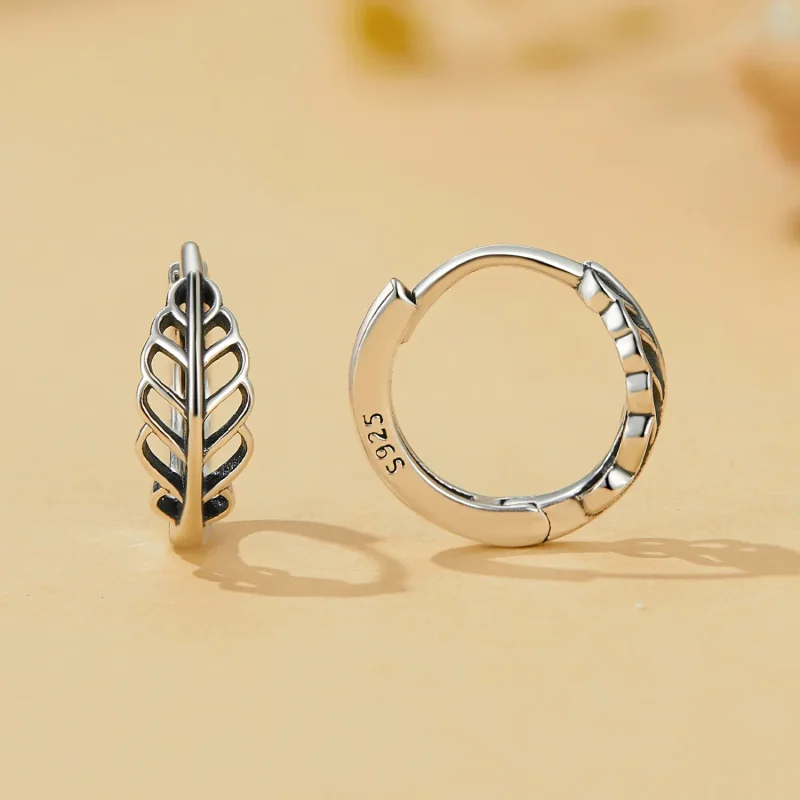 (slika za) Obročasti uhani z jesenskimi listi v slogu Pandora - SCE1636 - Ogled 2