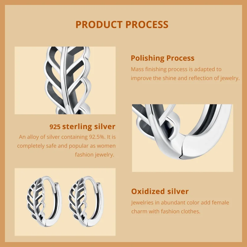 (slika za) Obročasti uhani z jesenskimi listi v slogu Pandora - SCE1636 - Ogled 8