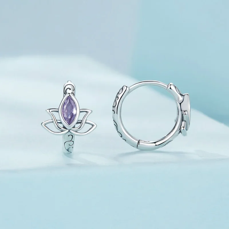 (slika za) Obročasti uhani z lotusom v slogu Pandora - SCE1648 - Ogled 2