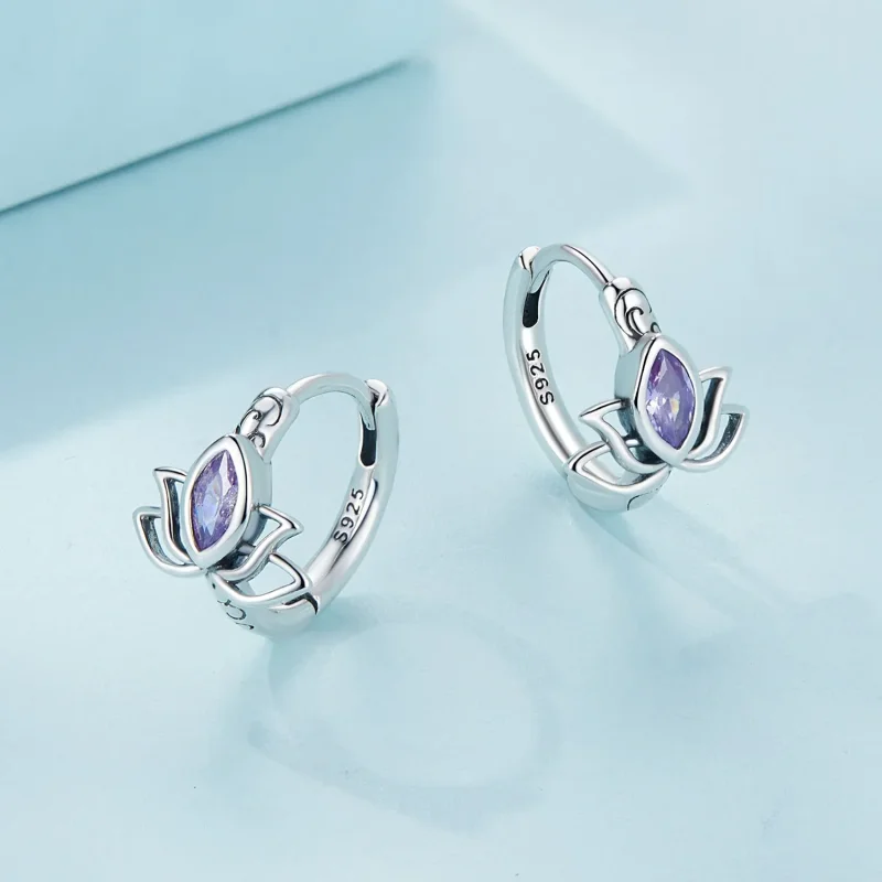 (slika za) Obročasti uhani z lotusom v slogu Pandora - SCE1648 - Ogled 3