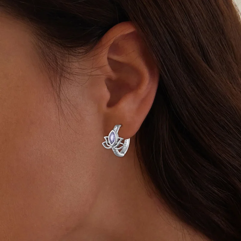 (slika za) Obročasti uhani z lotusom v slogu Pandora - SCE1648 - Ogled 6