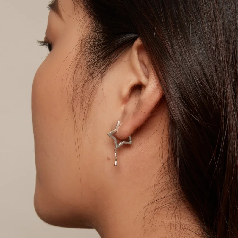 (slika za) Obročasti uhani z zvezdami v stilu Pandora - SCE1621 - Ogled 6